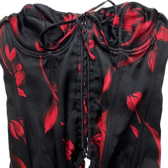 VTG 90S 100% SILK FLORAL PRINT CORSET - Picture 3 of 5